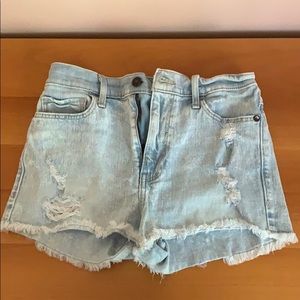 Light blue wash ripped shorts